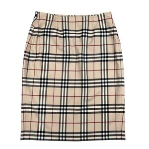 Burberry London Pencil Skirt Womens 8 Nova Check Wool Made in Italy
